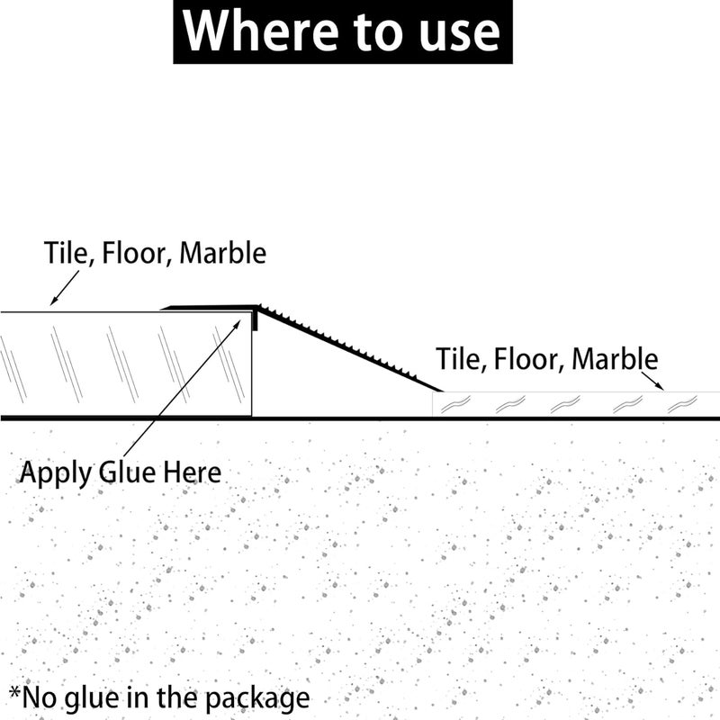 Trimold Aluminum Floor Transition Strip Flooring Reducer, Suitable for Doorways Threshold Ramp Tile Laminate, Bridge The Height Between 0.3-1.6 Inch (2.9Ft x 3.9In, Matte Silver) - Image 3
